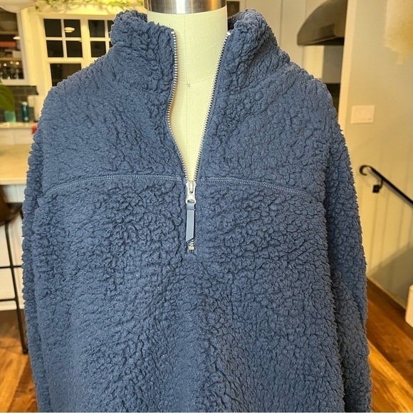 Elodie Fleece Lined Pullover Teddy Jacket Pullover Quarter Zip Dark Blue XL - Picture 7 of 11